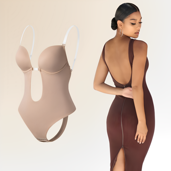 Czarne Body Damskie Bez Pleców do Stylizacji z Odkrytymi Plecami - Elegancki Minimalizm na Każdą Okazję – Beżowy