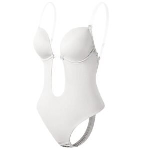 Body Shaper z Głębokim Dekoltem V dla Eleganckiej Sylwetki – Biały