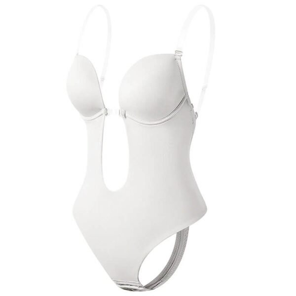 Body Shaper z Głębokim Dekoltem V dla Eleganckiej Sylwetki – Biały