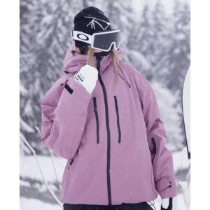 Damska kurtka narciarska z kapturem | Model zapinany na zamek – Różowy