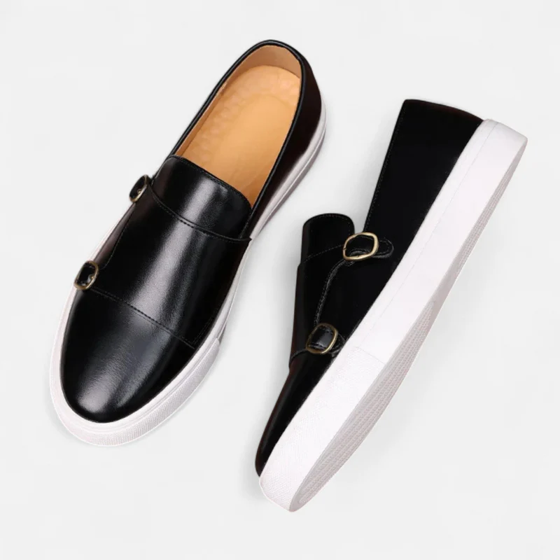 Buty męskie loafers z klamrami | Klasyczny styl na co dzień – Czarny