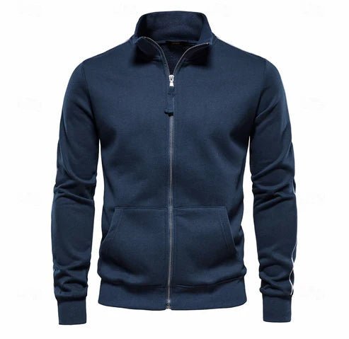 Bluza męska rozpinana ze stójką i kieszeniami | Styl codzienny – Niebieski