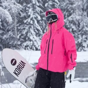Damska kurtka narciarska z kapturem | Model zapinany na zamek – Ciemnoróżowy