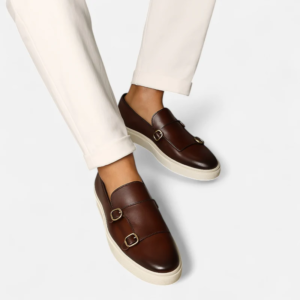 Buty męskie loafers z klamrami | Klasyczny styl na co dzień – Brązowy