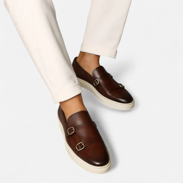 Buty męskie loafers z klamrami | Klasyczny styl na co dzień – Brązowy
